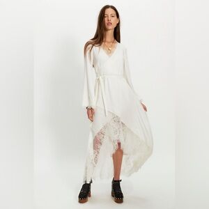 Free People Nigel Preston Soho Wrap Long Sleeve Midi Dress in Gardenia
